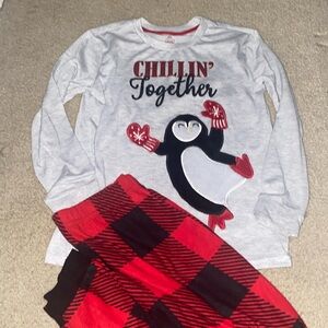Chillin Together Penguin 🐧 Plaid Pajamas